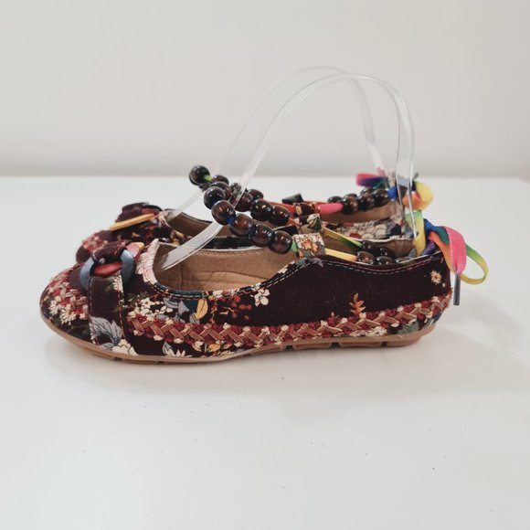 Ladies Multicolour Floral Pattern Flat Shoes UK 4 EU 37 Slip On - Picture 2 of 10